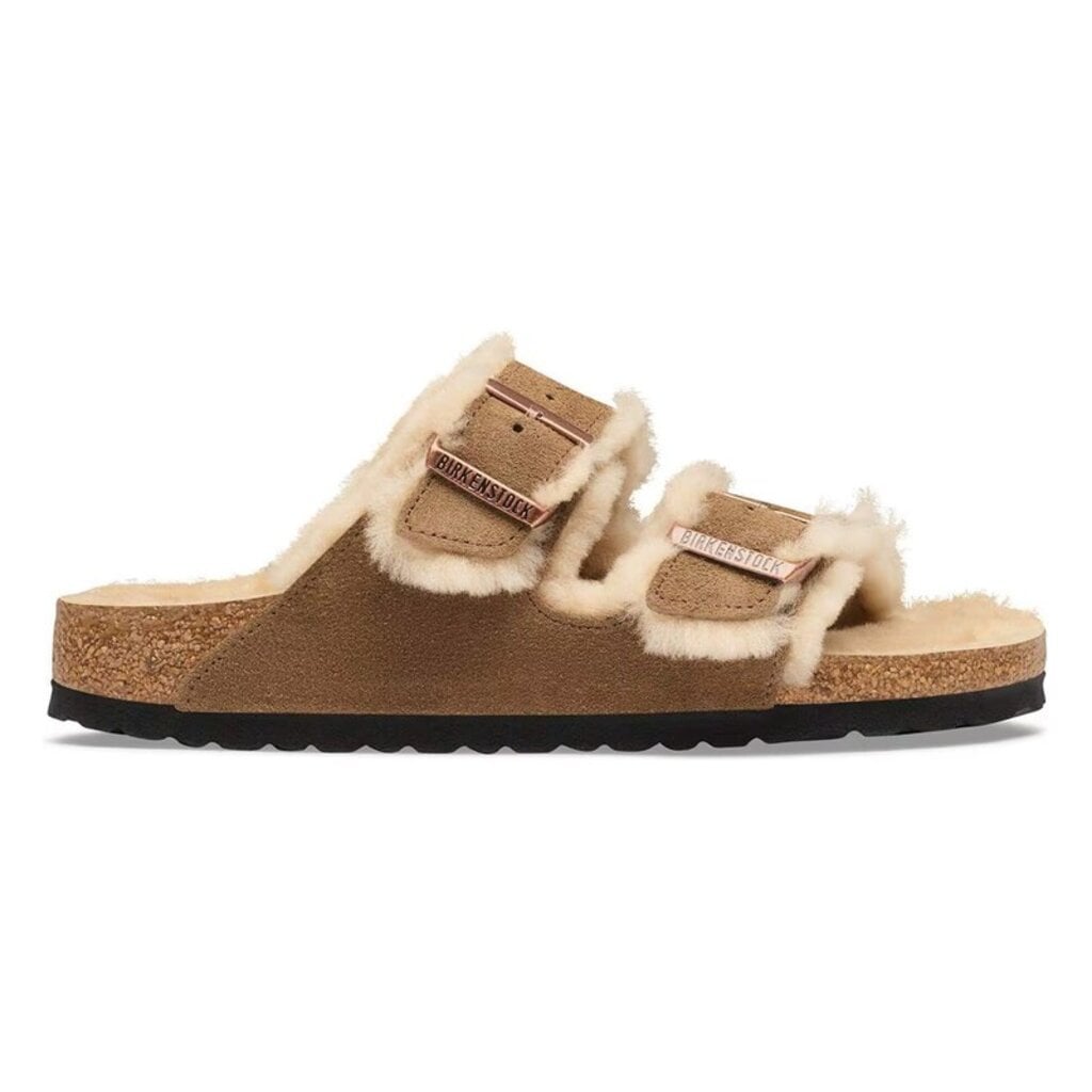 BIRKENSTOCK ARIZONA SHEARLING SUEDE-DARK TEA/SANDCASTLE | BEND SHOE CO