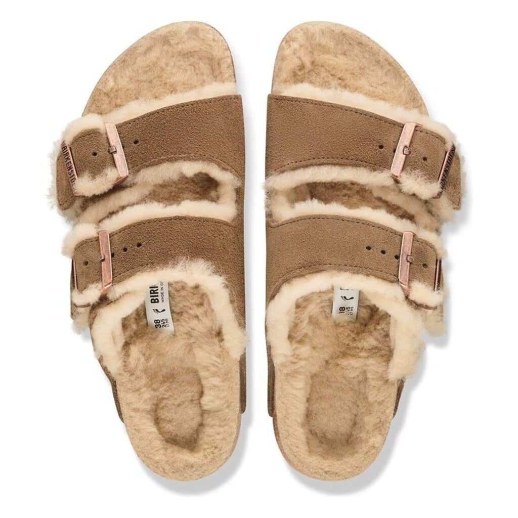 BIRKENSTOCK ARIZONA SHEARLING SUEDE-DARK TEA/SANDCASTLE | BEND SHOE CO