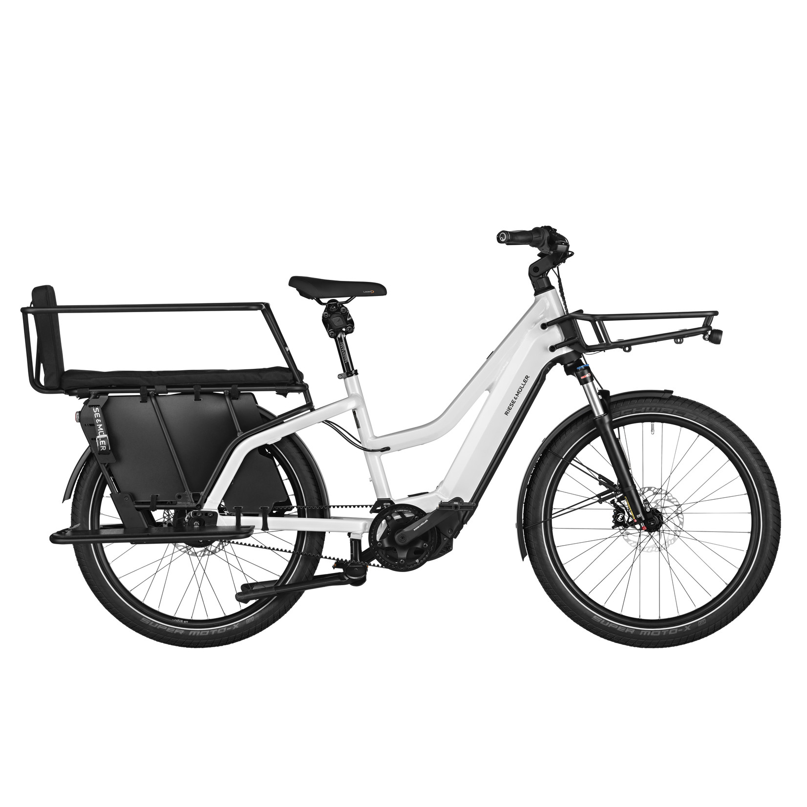 Riese & Mueller R&M Multicharger Mixte GT Vario DEMO White/47cm/Kiox/750Wh/Cargo Front Carrier/Safety Bar/Lock+Bag