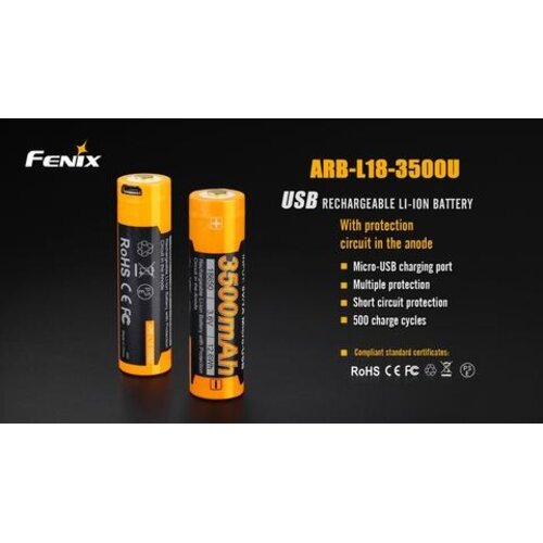 Fenix ARB-L18-3500U 18650 Micro-USB Rechargeable Battery Fenix Fenix ARB-L18-3500U 18650 Micro-USB Rechargeable Battery Fenix