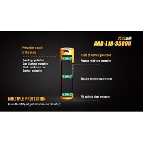 Fenix ARB-L18-3500U 18650 Micro-USB Rechargeable Battery Fenix Fenix ARB-L18-3500U 18650 Micro-USB Rechargeable Battery Fenix