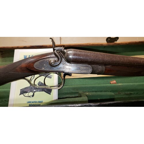 W. & C. Scott Double Barrel Hammer 12 bore Shotgun, 1872 w Original case, Excellent condition