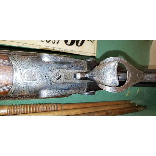 W. & C. Scott Double Barrel Hammer 12 bore Shotgun, 1872 w Original case, Excellent condition