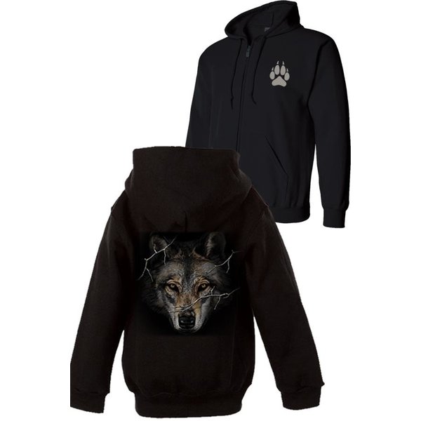 Monashee Outdoors Big Head Wolf Prowl with Paw Full Zip Sweatshirt