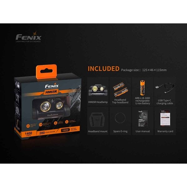 Fenix HM65R 1400 Lumen Rechargeable Headlamp Fenix