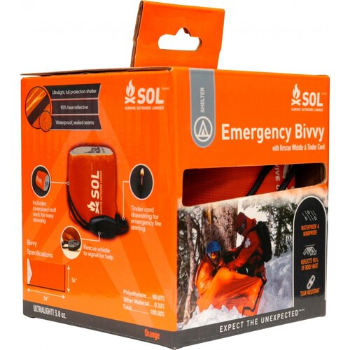 SOL Emergency Bivvy with Rescue Whistle and Tinder Cord