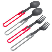 Folding Utensils 4-pack Red/Gray Spoon & Fork