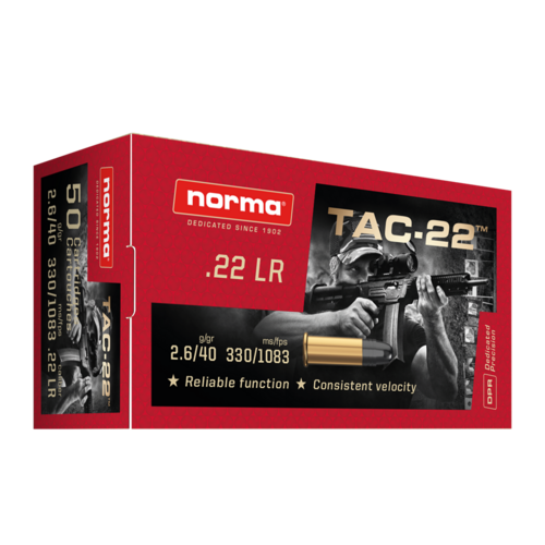 Norma TAC-22 LR 40gr 1083 FPS, 50 Rounds