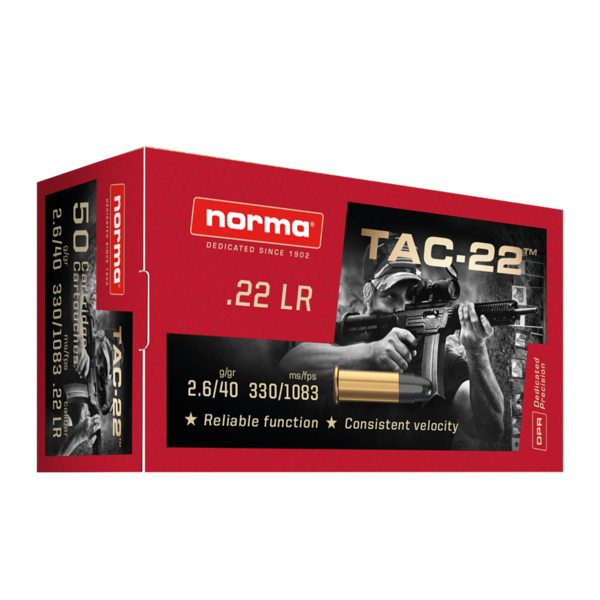 Norma TAC-22 LR 40gr 1083 FPS, 50 rounds
