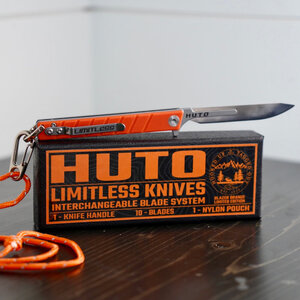 Huto Limitless Knife, Blazer Orange G-10, Interchangeable Blades Huto Limitless Knife, Blazer Orange G-10, Interchangeable Blades