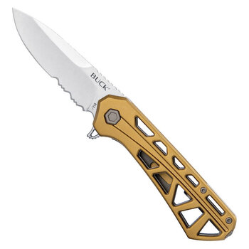 Buck Trace Folder Bronze Large Serrated Drop Point