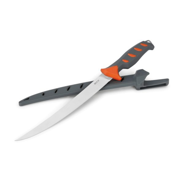 Buck Buck Hookset, 9" Freshwater Fillet , Orange/Gray Hdl, Sheath 13273