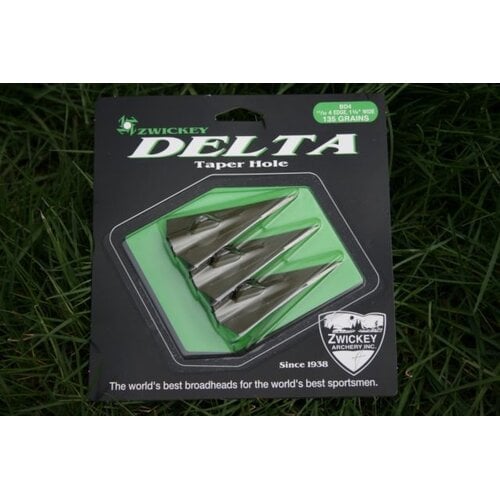 Zwickey Delta Broadhead 2 Blade Taper Hole 5 Degree 11/32 135 gr 1 3/8" Glue On