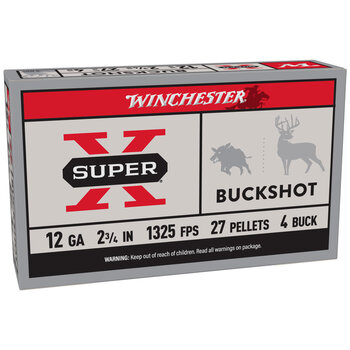 Winchester Super X #4 Buckshot 12 gauge 2 3/4" 1325 FPS 27 Pellets Winchester, 5 Rounds