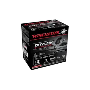 Winchester 12 Gauge Super X  3", 1400 FPS, 1 1/4 oz, #BB Drylok Super Steel Shot
