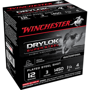 Winchester 12 Gauge Super X  3", 1400 FPS, 1 1/4 oz, #4 Drylok Super Steel Magnum Plated Steel Shot