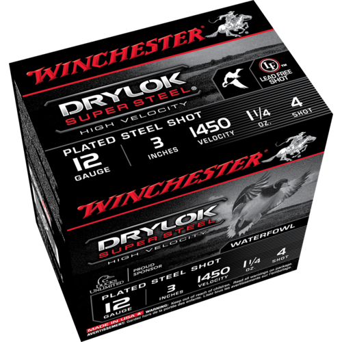 Winchester 12 Gauge Super X  3", 1400 FPS, 1 1/4 oz, #4 Drylok Super Steel Magnum Plated Steel Shot