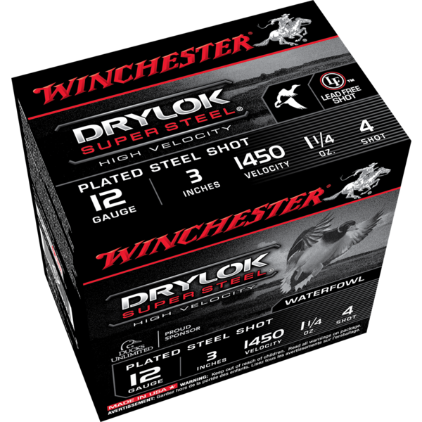 Winchester 12 Gauge Super X  3", 1400 FPS, 1 1/4 oz, #4 Drylok Super Steel Magnum Plated Steel Shot