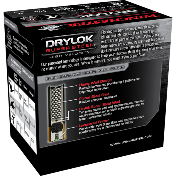 Winchester 12 Gauge Super X  3", 1400 FPS, 1 1/4 oz, #4 Drylok Super Steel Magnum Plated Steel Shot