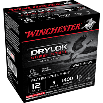 Winchester 12 Gauge Super X  3", 1400 FPS, 1 1/4 oz, #T Drylok Super Steel Shot