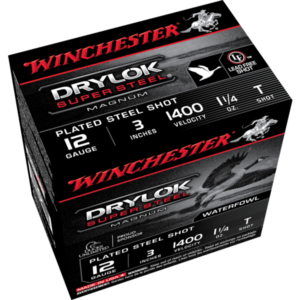Winchester 12 Gauge Super X  3", 1400 FPS, 1 1/4 oz, #T Drylok Super Steel Shot