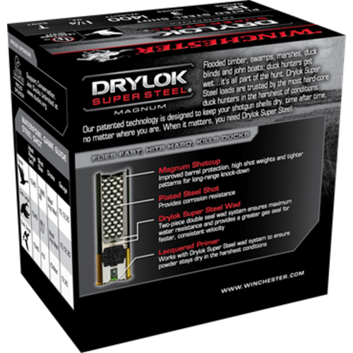 Winchester 12 Gauge Super X 3", 1400 FPS, 1 1/4 oz, #T Drylok Super Steel Shot Winchester 12 Gauge Super X 3", 1400 FPS, 1 1/4 oz, #T Drylok Super Steel Shot