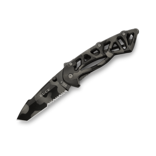 Buck Bones Serrated Skeletonized Tiger Stripe Folding