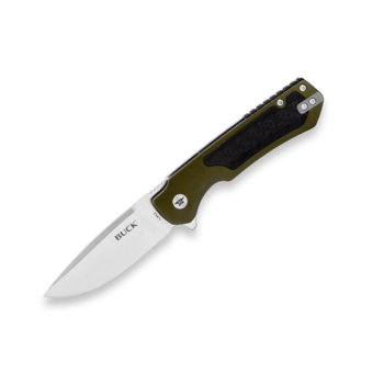 Buck Stinger, Green Anodized, Carbon Fiber Inlay