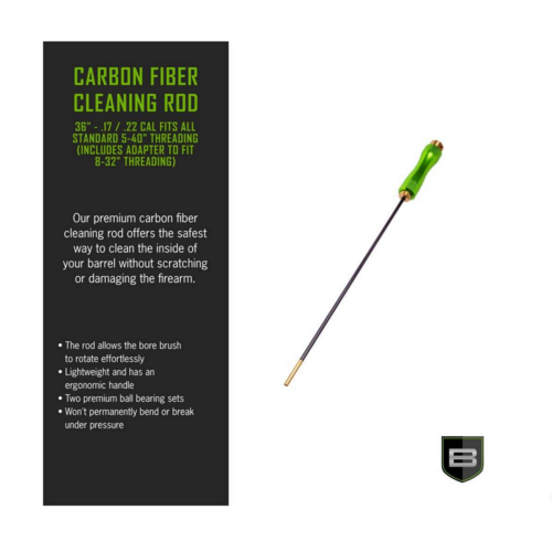 BCT Breakthrough Clean Technologies Carbon Fiber Cleaning Rod with Rotating Handle, 4mm, 36", .17 cal to .22 cal