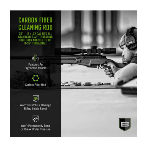 BCT Breakthrough Clean Technologies Carbon Fiber Cleaning Rod with Rotating Handle, 4mm, 36", .17 cal to .22 cal