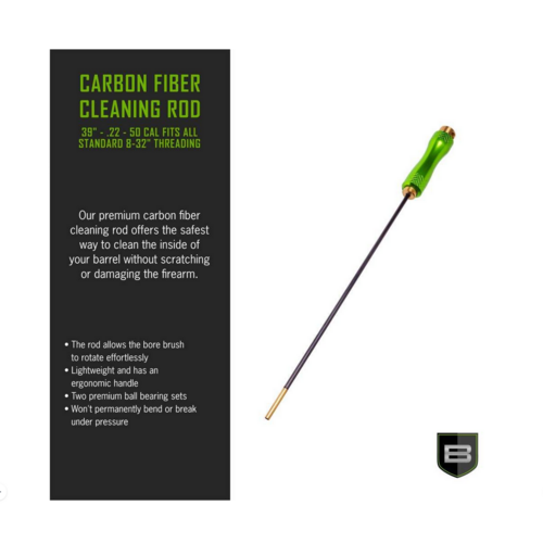 BCT Breakthrough Clean Technologies BCT Carbon Fiber Cleaning Rod with Rotating Handle, 5mm, 39", .22 cal to .50 BCT Breakthrough Clean Technologies BCT Carbon Fiber Cleaning Rod with Rotating Handle, 5mm, 39", .22 cal to .50