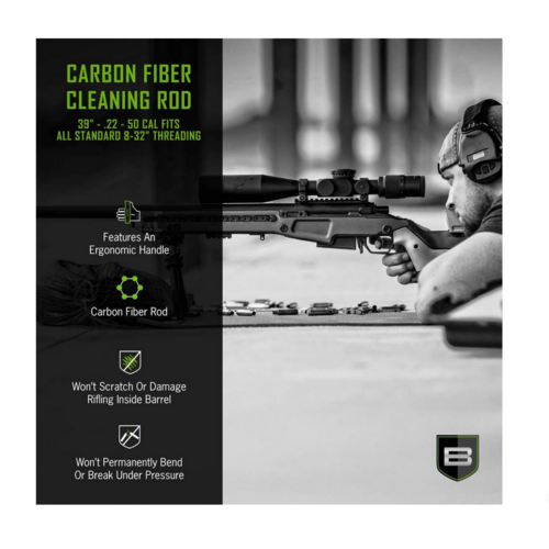 BCT Breakthrough Clean Technologies BCT Carbon Fiber Cleaning Rod with Rotating Handle, 5mm, 39", .22 cal to .50 BCT Breakthrough Clean Technologies BCT Carbon Fiber Cleaning Rod with Rotating Handle, 5mm, 39", .22 cal to .50