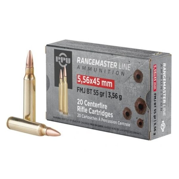 PPU 5.56 x 45 55gr FMJ BT Rangemaster 20 Rounds