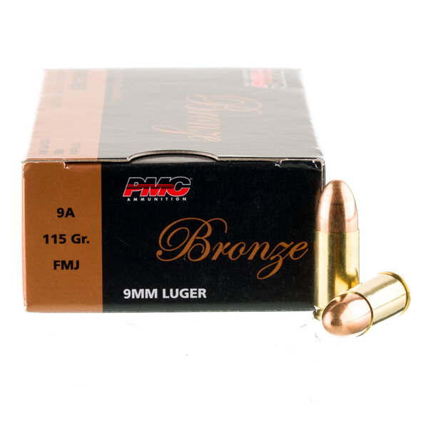 PMC Ammunition 9mm 115gr FMJ, PMC Bronze, 50 Rounds