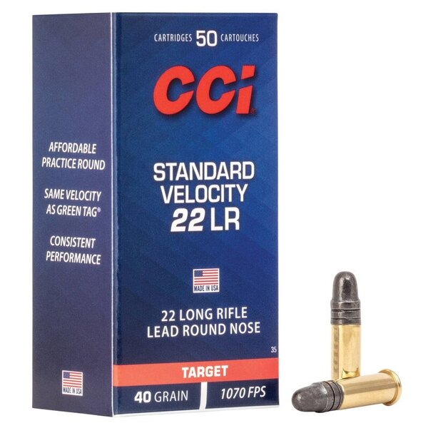 CCI Target 22 LR 40gr 1070 fps Standard Velocity Lead Round Nose 50 Rounds