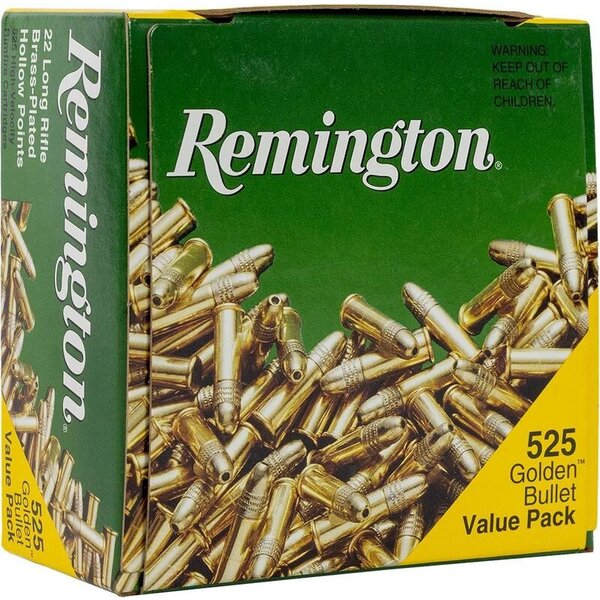 Remington 22LR Golden Bullet 36gr HP Brass Plated 1280 FPS 525 Rounds Value Pack