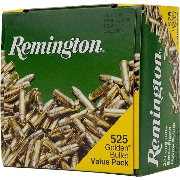 Remington 22LR Golden Bullet 36gr HP Brass Plated 1280 FPS 525 Rounds Value Pack