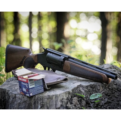 Sulun SR-410 3" Revolver Shotgun Black 10" Barrel, 24" Overall, Walnut stock