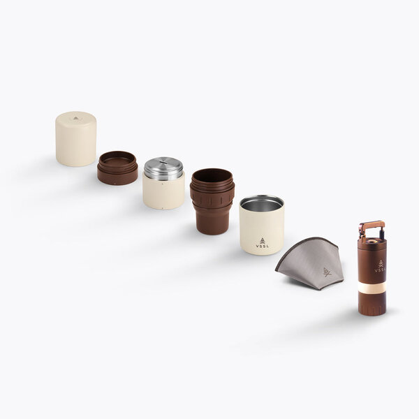 VSSL Nest Pour Over Kit + Java G25 Grinder Gift Set - Cream Coffee