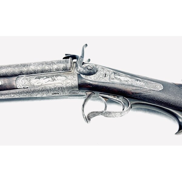 PINFIRE 12g SxS Damascus Elaborate Engraving 28" 90%+ Condition