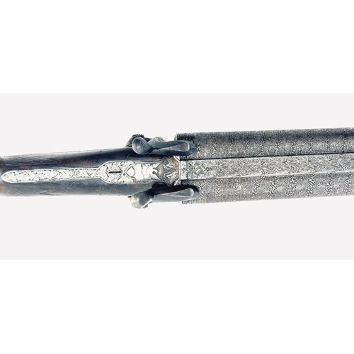 PINFIRE 12g SxS Damascus Elaborate Engraving 28" 90%+ Condition