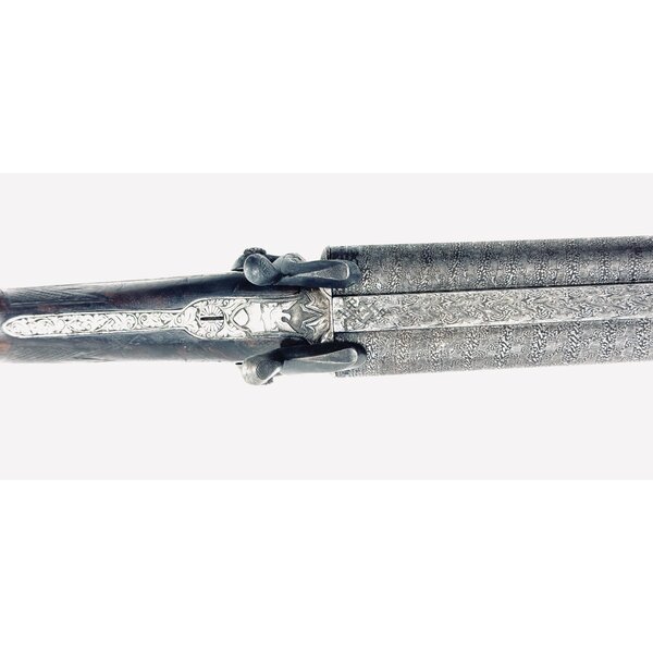 PINFIRE 12g SxS Damascus Elaborate Engraving 28" 90%+ Condition