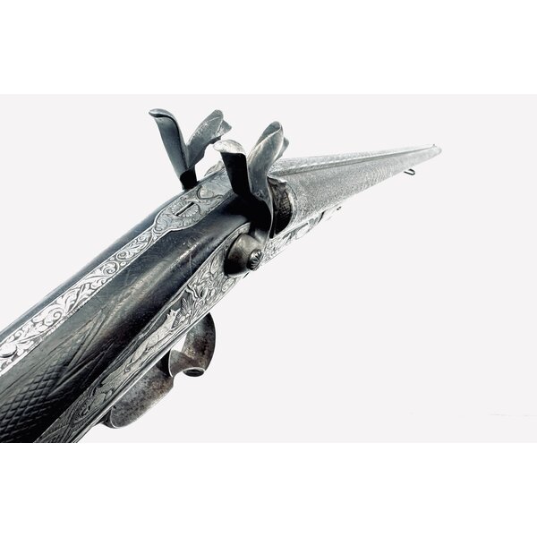 PINFIRE 12g SxS Damascus Elaborate Engraving 28" 90%+ Condition