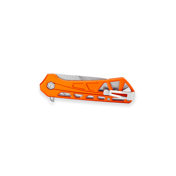 Buck Trace Folder Orange Large Serrated Drop Point