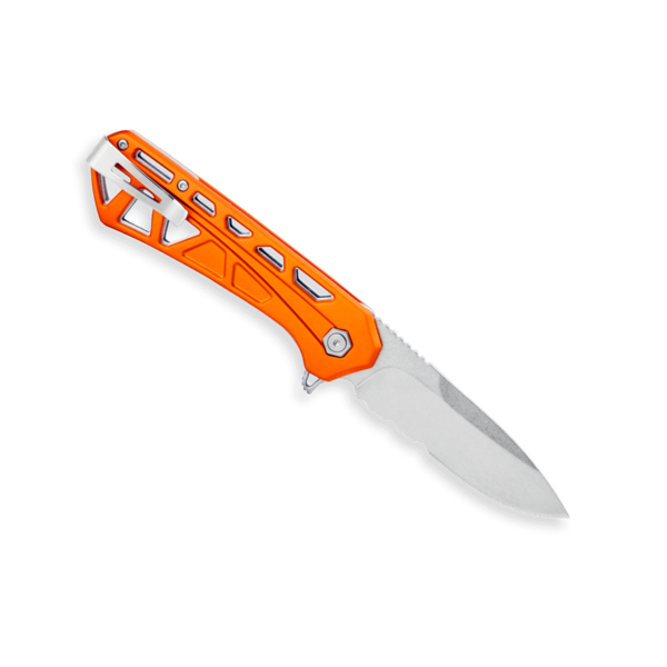 Buck Trace Folder Orange Large Serrated Drop Point