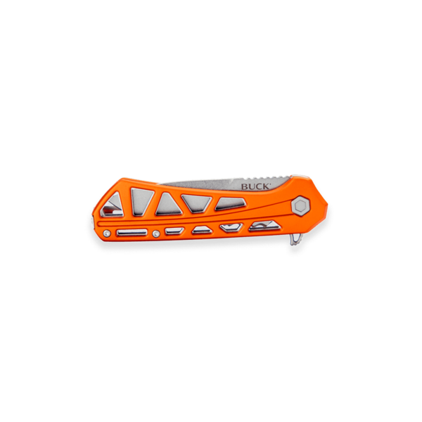 Buck Trace Folder Orange Large Serrated Drop Point
