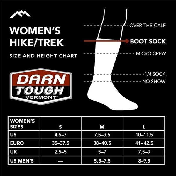 Darn Tough Women's Hike Trek / Boot Sock with midweight cushion 5010