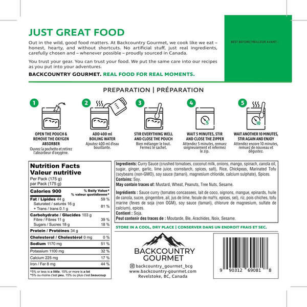 Backcountry Gourmet Vegan Meals