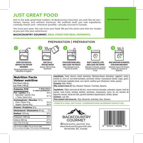 Backcountry Gourmet Vegetarian Meals