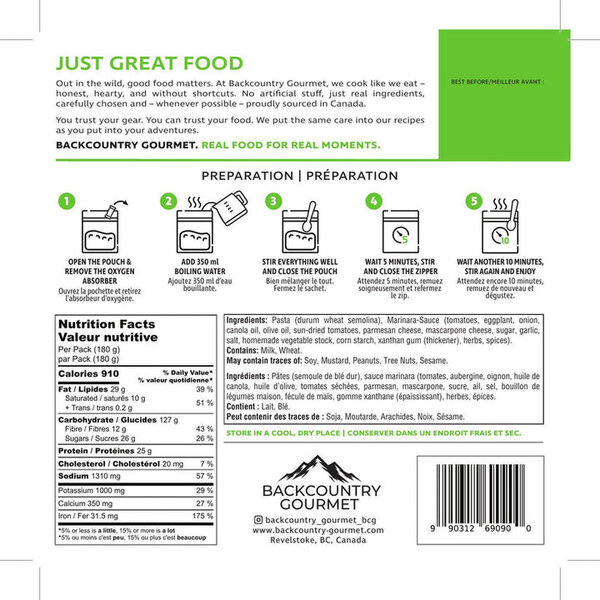 Backcountry Gourmet Vegetarian Meals